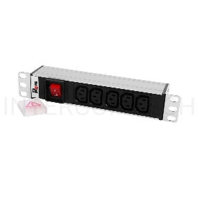 Блок розеток ЦМО Rem-10 без шнура с выкл., 5 IEC 60320 C13, вход IEC 60320 C14, 10A, алюм., 10