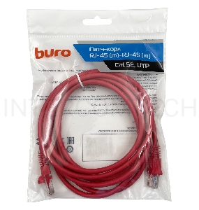 Патч-корд Buro UTP cat5E 3м красный RJ-45 (m)-RJ-45 (m)