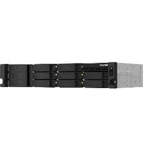 Сетевое хранилище  SMB QNAP TS-873AeU-4G NAS 8x3.5/2.5 SATA/SSD trays, 2 x M2 PCIe, 2x 2.5 GbE, 2U rackmount, 1 PSU. AMD Ryzen V1500B 4-core/8-thread 2.2 GHz processor, 4 GB DDR4 RAM (1*4 GB) up to 64GB (2*32 GB). W/o rail kit RAIL-B02