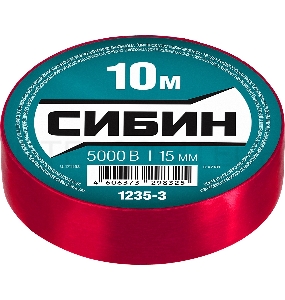 ПВХ изолента СИБИН, 10м х 15мм, красная