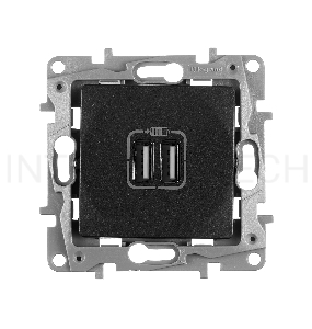 Etika Антрацит Розетка USB 2-ая 240В/5В 2400мА | 672694 | Legrand