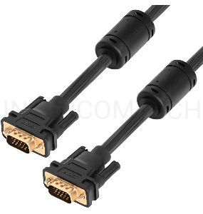 Кабель Greenconnect SVGA 15.0м чёрный, позолоченные контакты, ферритовые кольца, OD8.0mm. 15M / 15M Premium GCR-VM2VM2-15.0m, 28/28 AWG, двойной экран Greenconnect Кабель SVGA 15.0м чёрный, позолоченные контакты, ферритовые кольца, OD8.0mm. 15M / 15M Prem