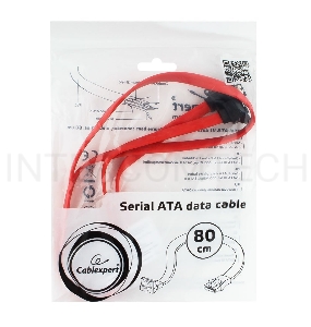 Кабель интерфейсный SATA Cablexpert CC-SATAM-DATA90-0.8M, 80см, угловой разъем, 7pin/7pin, защелка, пакет
