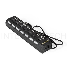 USB-Хаб (концентратор) ExeGate EX293978RUS DUB-72SW (кабель-адаптер USB2.0 --> 7xUSB2.0, кнопки включения/отключения для каждого порта, Plug&Play, черный)