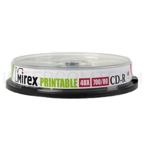 Диск CD-R Mirex 700 Mb, 48х, Cake Box (10), Ink Printable (10/300)