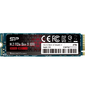 Твердотельный накопитель SSD Silicon Power  M.2 2.0TB A80 <SP002TBP34A80M28> (PCI-E 3.0 х4, up to 3400/3000MBs, 3D TLC, NVMe 1.3, 22х80мм)