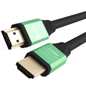 Кабель Greenconnect 0.75m HDMI версия 2.0, HDR 4:2:2, Ultra HD, 4K 60 fps 60Hz/5K*30Hz, 3D, AUDIO, 18.0 Гбит/с, 28/28 AWG, OD7.3mm, тройной экран, черный, AL корпус зеленый (GCR-50960)