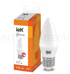 Лампа светодиодная LED 9Вт 230В 3000К E27 свеча | LLE-C35-9-230-30-E27 | IEK