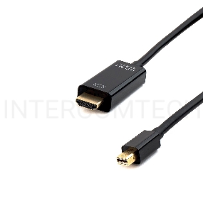 Кабель Cablexpert mDP-HDMI, 20M/19M, 1.8м, черный, позол.разъемы, пакет (CC-mDP-HDMI-6)