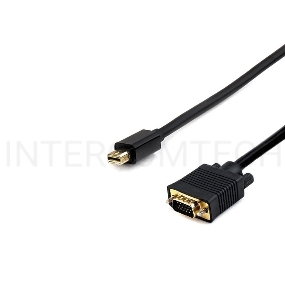 Кабель Cablexpert mDP-VGA, 20M/15M, 1.8м, черный, позол.разъемы, пакет (CC-mDPM-VGAM-6)