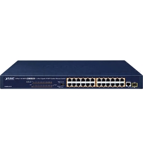 Коммутатор PLANET FGSW-2511P 24-Port 10/100TX 802.3at PoE + 1-Port Gigabit TP/SFP combo Ethernet Switch (190W PoE Budget, Standard/VLAN/QoS/Extend mode)