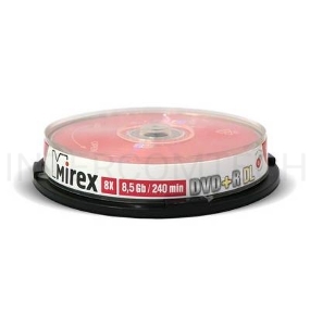 Диск DVD+R Mirex 8.5 Gb, 8x, Cake Box (10), Dual Layer (10/300)