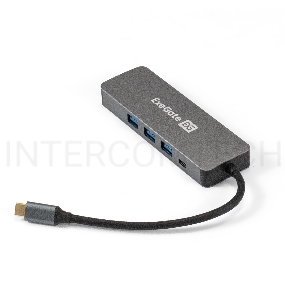 Док-станция ExeGate DUB-31C/PD/H (кабель-адаптер USB Type-C --> 3xUSB3.0 + PD 60W + HDMI 4K@30Hz, Plug&Play, серый)