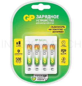 Зарядное устройство GP Rechargeable Е411/100AAAHCCS-2CR1 AA/AAA NiMH 1000mAh (4шт) блистер