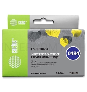 Картридж струйный Cactus CS-EPT0484 желтый для Epson Stylus Photo R200/R220 (14,4ml)