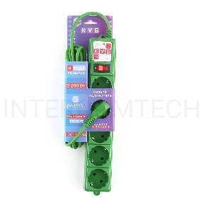 Фильтр-удл. Power Cube PC 3м 5р, зел. 10А/2,2кВт