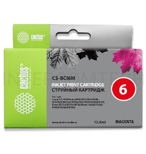 Картридж струйный Cactus CS-BCI6M пурпурный для Canon S800 S820 S900 S9000 i550 i560 (12ml)