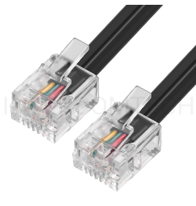 Телефонный шнур GCR  удлинитель для аппарата 3.0m GCR-TP6P4C2-3.0m, 6P4C (джек 6p4c - jack 6p4c) черный