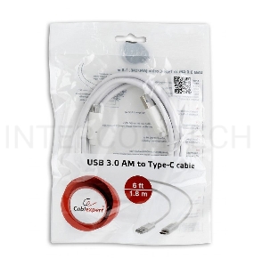 Кабель USB Cablexpert CCP-USB3-AMCM-6-W, USB3.0 AM/USB Type-C, 1.8м, белый, пакет