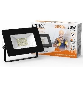 Прожектор светодиодный GAUSS 613527130  LED 30W 2000lm IP65 3000К черный 1/60
