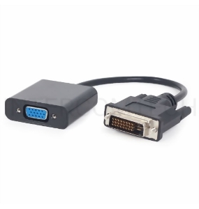 Переходник DVI-D-VGA Cablexpert A-DVID-VGAF-01, 25M/15F, длина кабеля 0,2м, черный, пакет