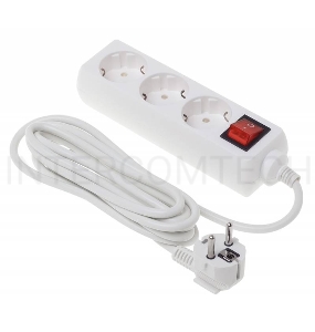 Сетевой удлинитель Buro BU-PS3.3/W 3м (3 розетки) белый (пакет ПЭ)