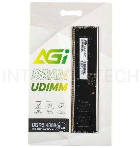 Память DDR5 8GB 4800MHz AGi AGI480008UD238 RTL PC5-38400 CL40 DIMM 288-pin 1.1В single rank Ret