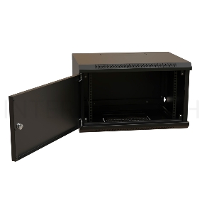 Шкаф коммутационный WRline (WR-TW-0966-SR-RAL9004) настенный 9U 600x600мм пер.дв.металл 2 бок.пан. 60кг черный 520мм 500мм IP20 сталь