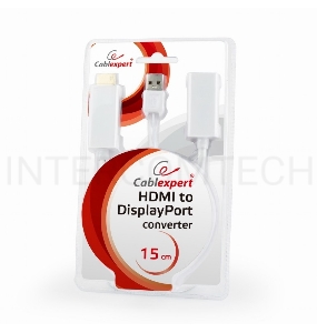 Конвертер HDMI->DisplayPort, Cablexpert DSC-HDMI-DP-W, HD19M+USBxHD20F, белый