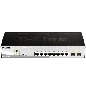 Коммутатор D-Link DGS-1210-10P/FL1A, L2 Managed Switch with 8 10/100/1000Base-T ports and 2 1000Base-X SFP ports (8 PoE ports 802.3af/802.3at (30 W), PoE Budget 65 W).8K Mac address, 802.3x Flow Control, 256 of