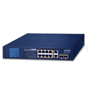 FGSD-1022VHP неуправляемый коммутатор с LCD PoE мниторингом 8-Port 10/100TX 802.3at PoE + 2-Port Gigabit TP/SFP combo Desktop Switch with LCD PoE Monitor (120W)