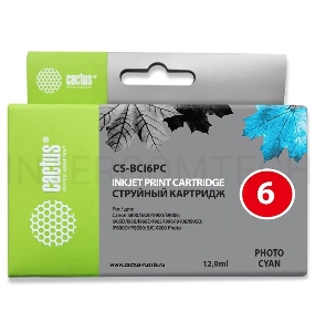 Картридж струйный Cactus CS-BCI6PC фото голубой для Canon S800/ S820/ S900; BJC-8200 (12ml)
