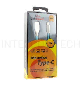 Кабель USB 2.0 Cablexpert CC-G-USBC01Bl-1M, AM/Type-C, серия Gold, длина 1м, синий, блистер