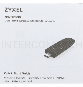 Двухдиапазонный Wi-Fi USB-адаптер Zyxel NWD7605, AX1800, 802.11a/b/g/n/ac/ax (600+1200 Мбит/с), USB3.0