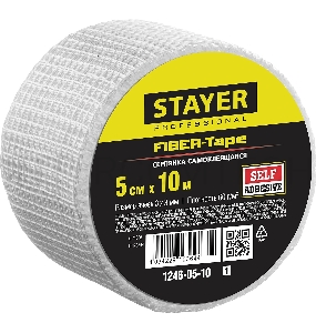 Серпянка самоклеящаяся FIBER-Tape, 5 см х 10м, STAYER Professional 1246-05-10