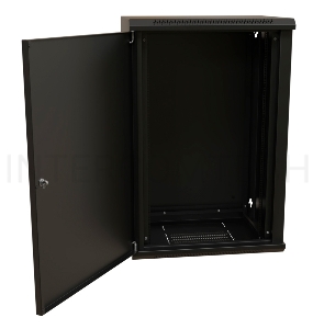 Шкаф коммутационный WRline (WR-TW-2266-SR-RAL9004) настенный 22U 600x600мм пер.дв.металл 2 бок.пан. 60кг черный 520мм 1086мм IP20 сталь