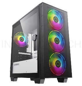 Компьютерный корпус, без блока питания mATX Gamemax Aero Mini mATX case, black, w/o PSU, w/1xUSB3.0+1xUSB2.0, w/3x12cm ARGB front fans GMX-12-Rainbow-D), w/1x12cm ARGB rear fan (GMX-12-Rainbow-D)