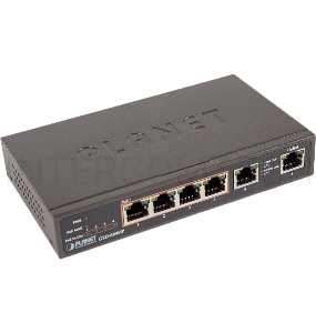 GSD-604HP неуправляемый PoE коммутатор 4-Port 10/100/1000T 802.3at POE + 2-Port 10/100/1000T Desktop Switch (55W POE Budget, External Power Supply)