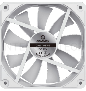 Кулер для корпуса ПК Gamemax GMX-WFBK-Full White, 12CM white fan, white blade, 3pin+4Pin connector