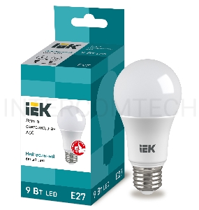 Лампа Iek LLE-A60-9-230-40-E27 светодиодная ECO A60 шар 9Вт 230В 4000К E27 IEK