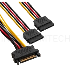 Кабель питания SATA ExeGate EX-CC-SATAM2F-0.15 (15pin M/2x15pinF, 0,15м)