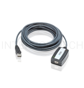 Кабель удлинитель активный(с усилителем) USB 2.0 AM/AF 5m, ATEN UE250-AT, 4 pin, опрессованный, серый