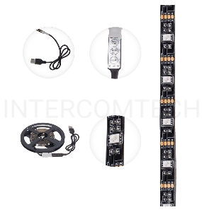 LED-лента с USB-коннектором 5 В IP23 5050 30 LED/м 3 м RGB управление со смартфона LAMPER