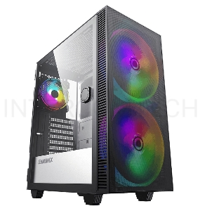 Компьютерный корпус, без блока питания ATX Gamemax Aero ATX case, black, w/o PSU, w/1xUSB3.0+1xUSB2.0, w/2x20cm ARGB GMX-20-ARGB front fans, w/1x12cm ARGB GMX-12-Rainbow-D fan