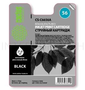 Картридж струйный Cactus CS-C6656A черный для №56 HP DeskJet 450/5145/5150/5151/5550/5552 (20ml)