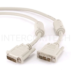 Кабель DVI-D single link Gembird/Cablexpert CC-DVI-6C, 19M/19M, 1.8м, серый, экран, феррит.кольца, пакет