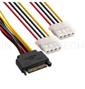 Кабель питания SATA ExeGate EX-CC-SATAM2MF-0.15 (15pin M/2xMolex F, 0,15м)