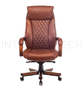Кресло руководителя Бюрократ T-9924WALNUT светло-коричневый Leather Eichel кожа с подголов. крестовина металл/дерево