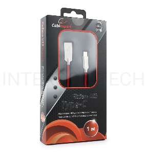Кабель USB 2.0 Cablexpert CC-P-USBC02R-1M, AM/Type-C, серия Platinum, длина 1м, красный, блистер