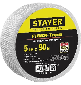 Серпянка самоклеящаяся FIBER-Tape, 5 см х 90м, STAYER Professional 1246-05-90